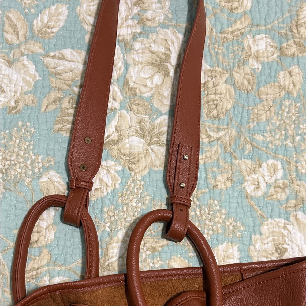 Elegant Brown Vegan Leather Tote Bag Set - Picture 5 of 11